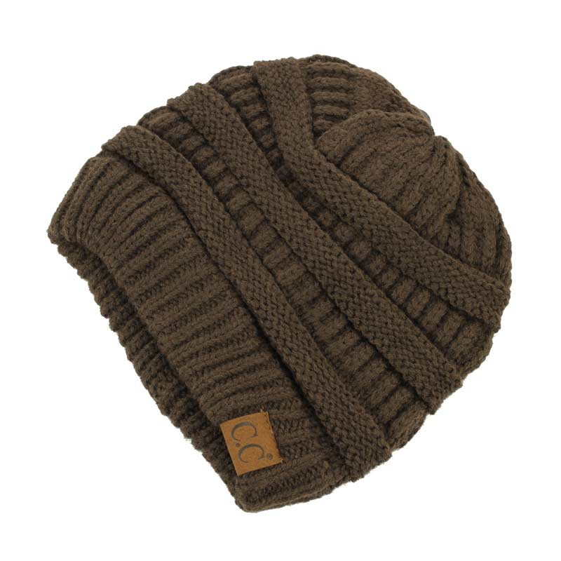 C.C Solid Color Ponytail Messy Bun Beanie