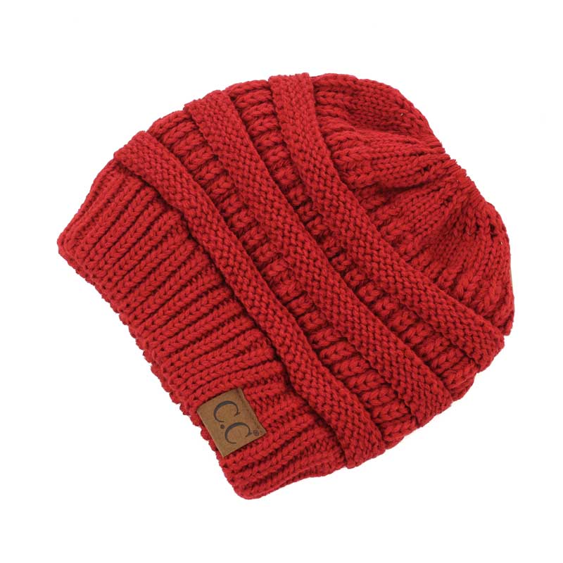 C.C Solid Color Ponytail Messy Bun Beanie