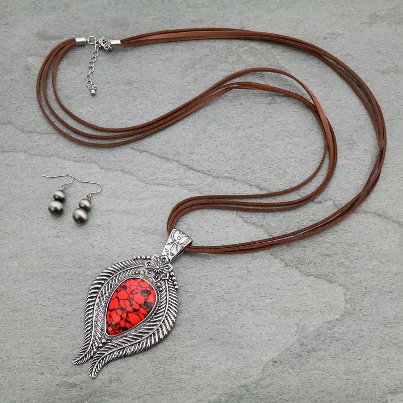 Western Style Leather Necklace Set