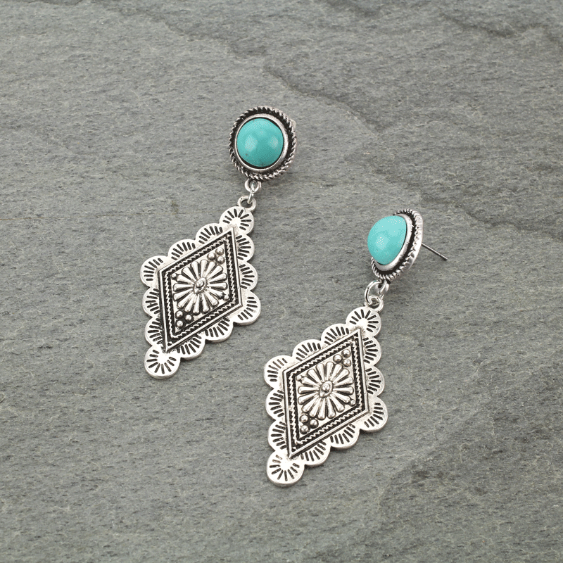 Concho Natural Stone Post Earrings