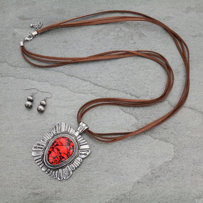 Western Style Leather Necklace Set