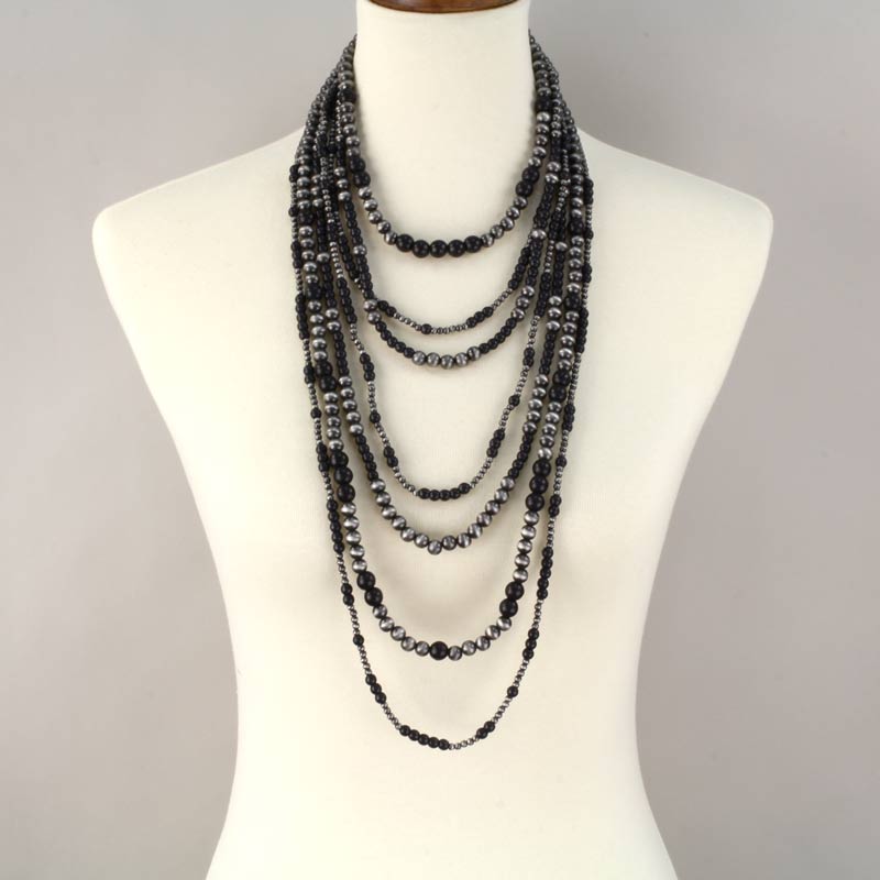 Navajo Style Pearl Layered Necklace