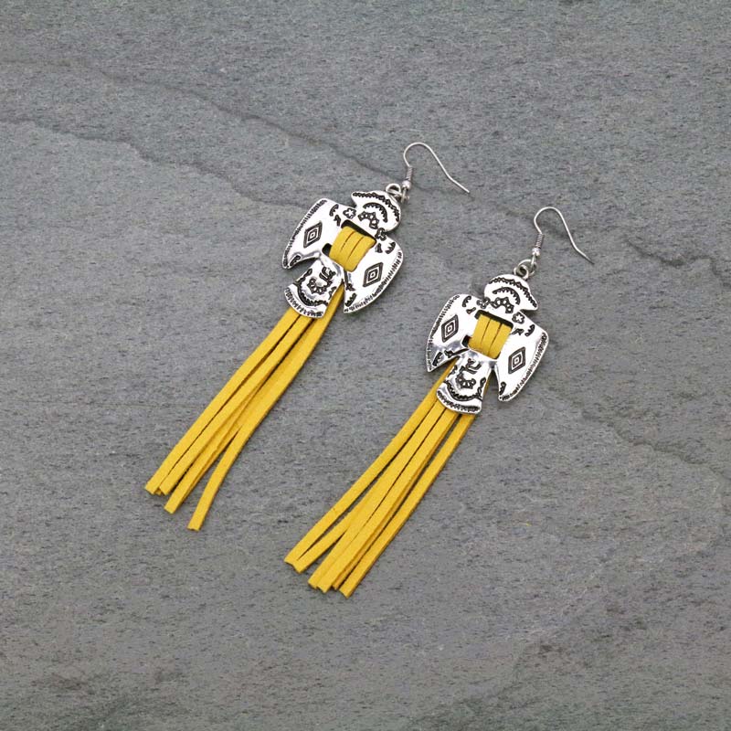 Thunderbird with Tassel Fish Hook Earrings