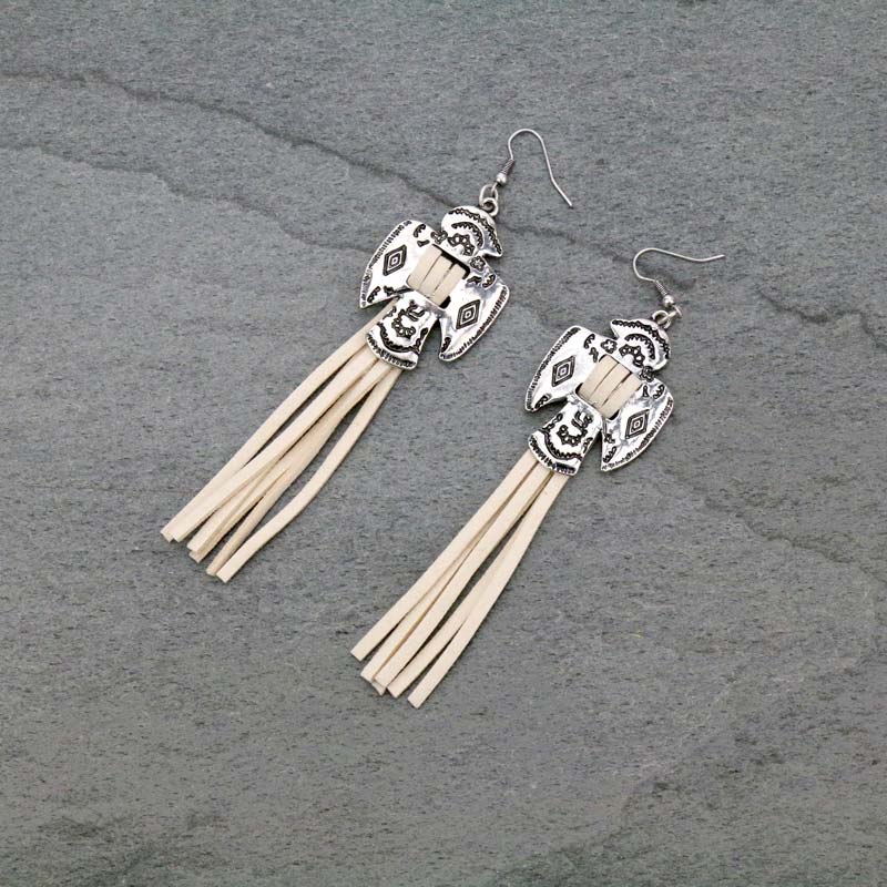 Thunderbird with Tassel Fish Hook Earrings