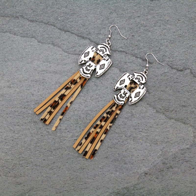 Thunderbird with Tassel Fish Hook Earrings