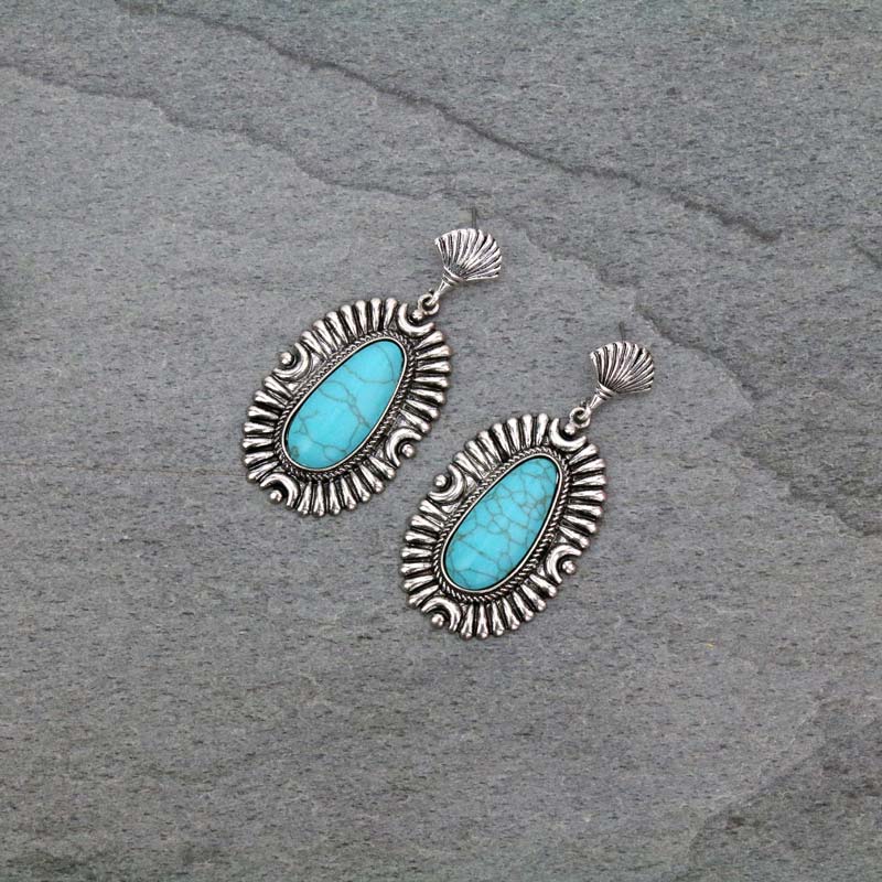 Western Oblong Stone Post Earrings