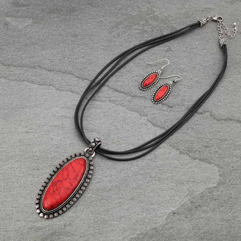 Navajo Style Leather Necklace Set