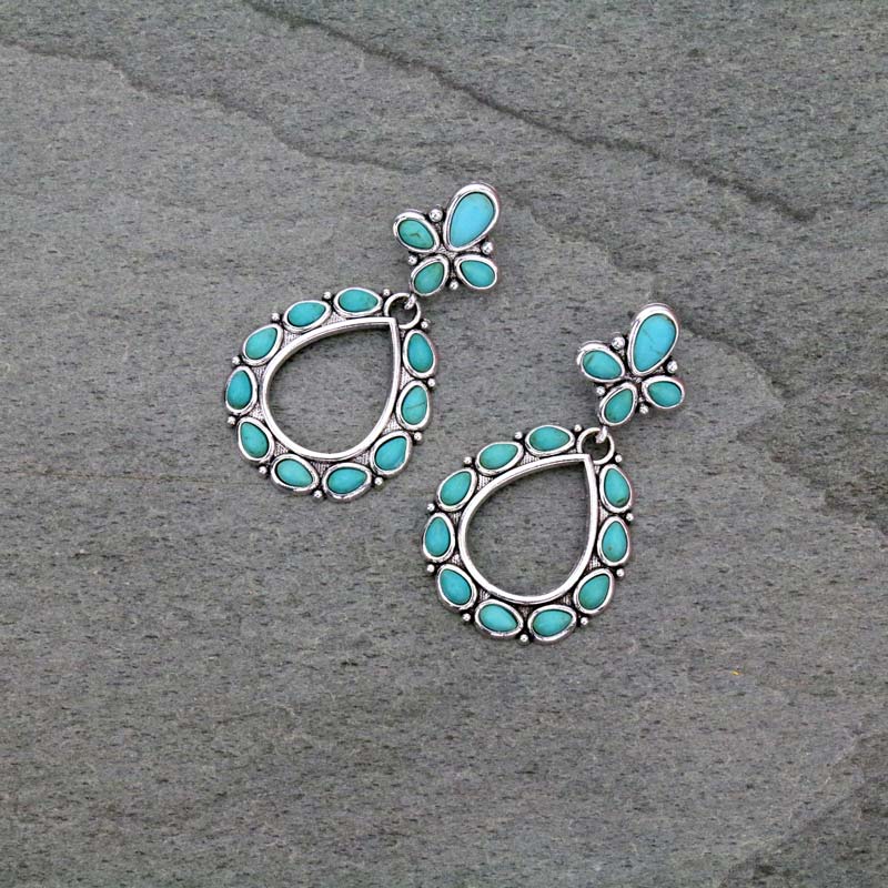 Western Teardrop Stone Post Earrings