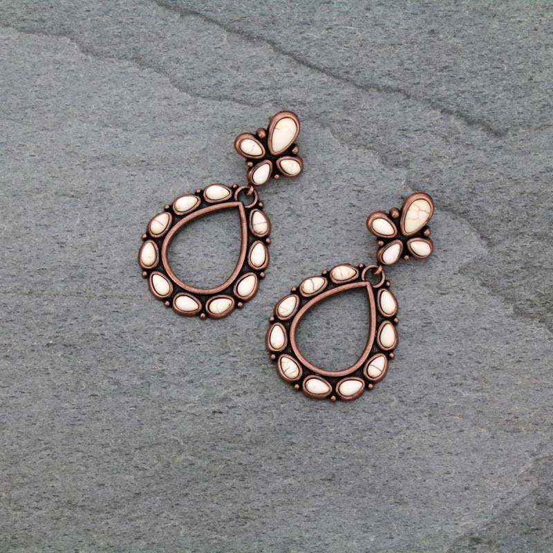 Western Teardrop Stone Post Earrings