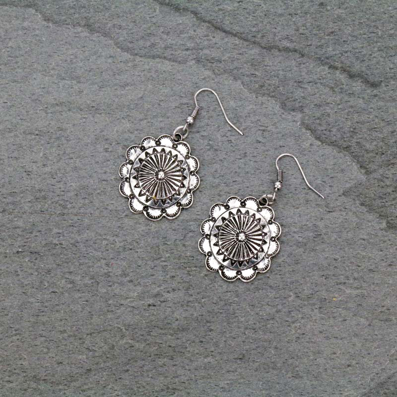 Western Concho Fish Hook Earrings