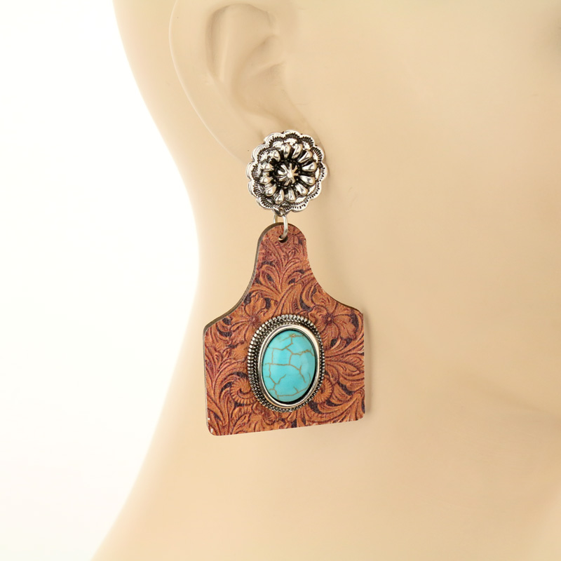Western Design Cattle Tag Post Earrings - Image 2