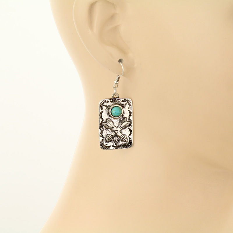 Western Crossed Arrows Fish Hook Earrings - Image 2