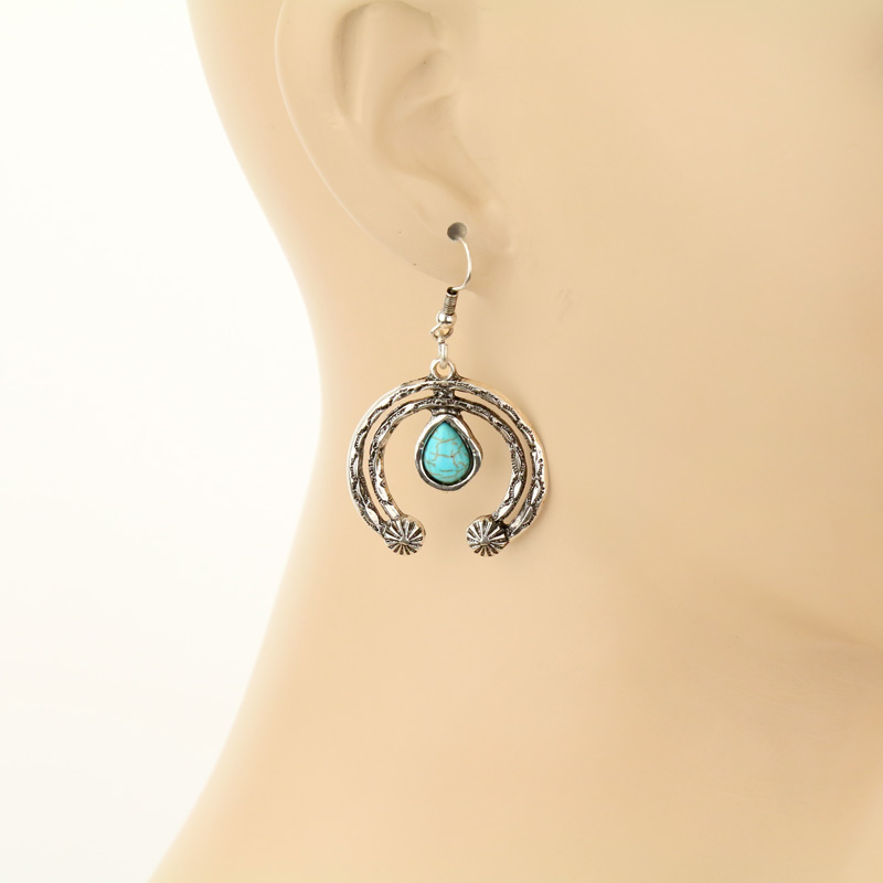 Western Squash Blossom Fish Hook Earrings - Image 2