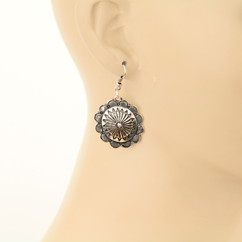Western Concho Fish Hook Earrings - Image 2