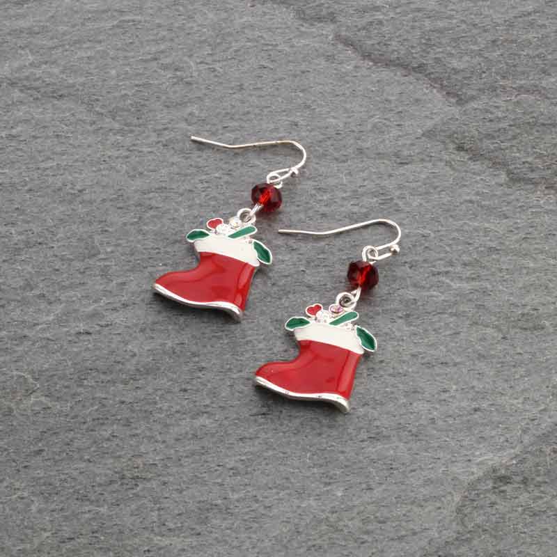 Christmas Santa Shoes Fish Hook Earrings