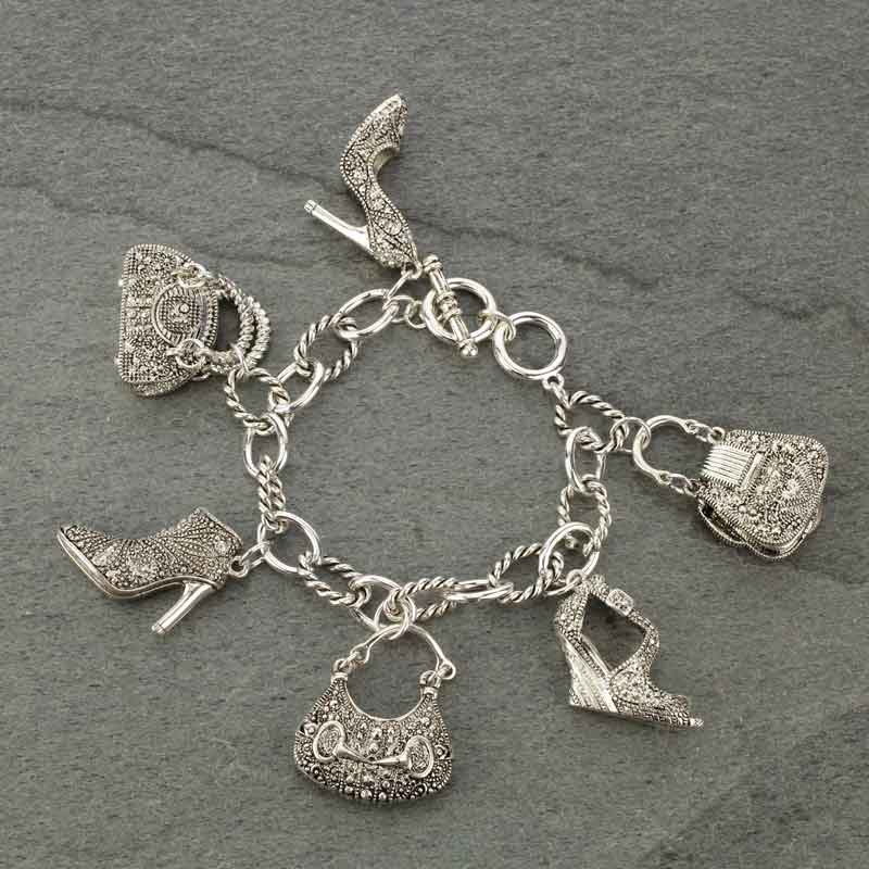Handbag and Hill Charm Toggle Bracelet