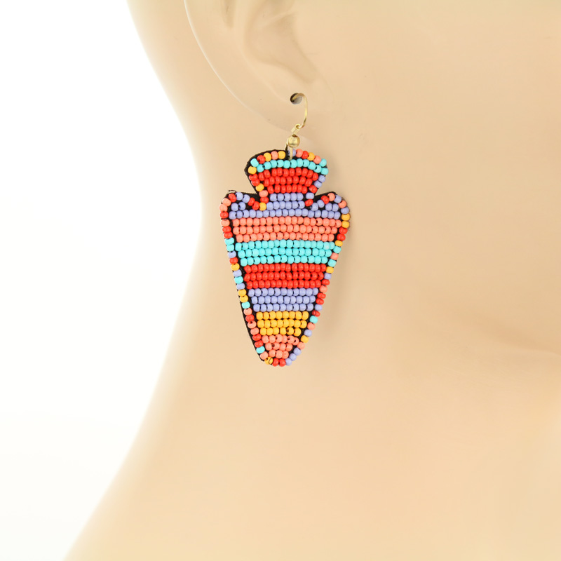 Arrowhead Seed Bead Fish Hook Earrings - Image 2