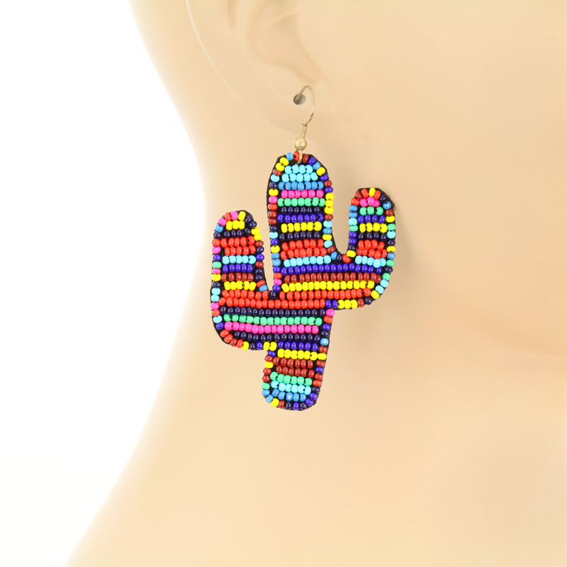 Cactus Seed Bead Fish Hook Earrings - Image 2