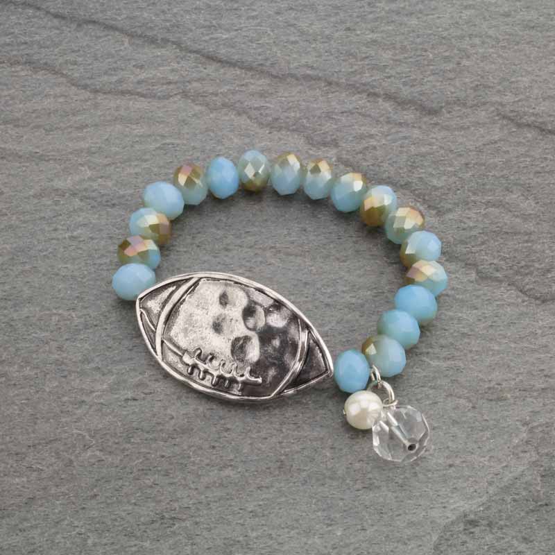 Football Pearl and Glass Bead Stretch Bracelet