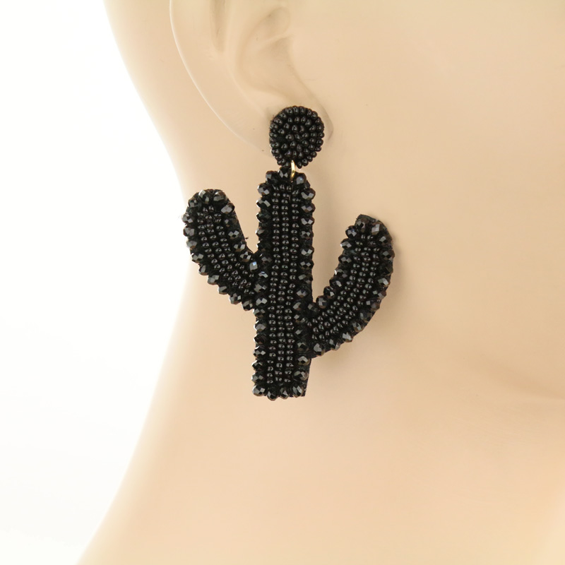 Glass Edge Cactus Seed Bead Post Earrings - Image 2