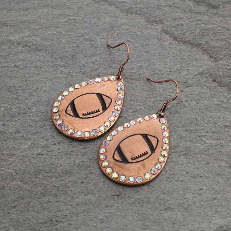 Football Teardrop Fish Hook Earrings