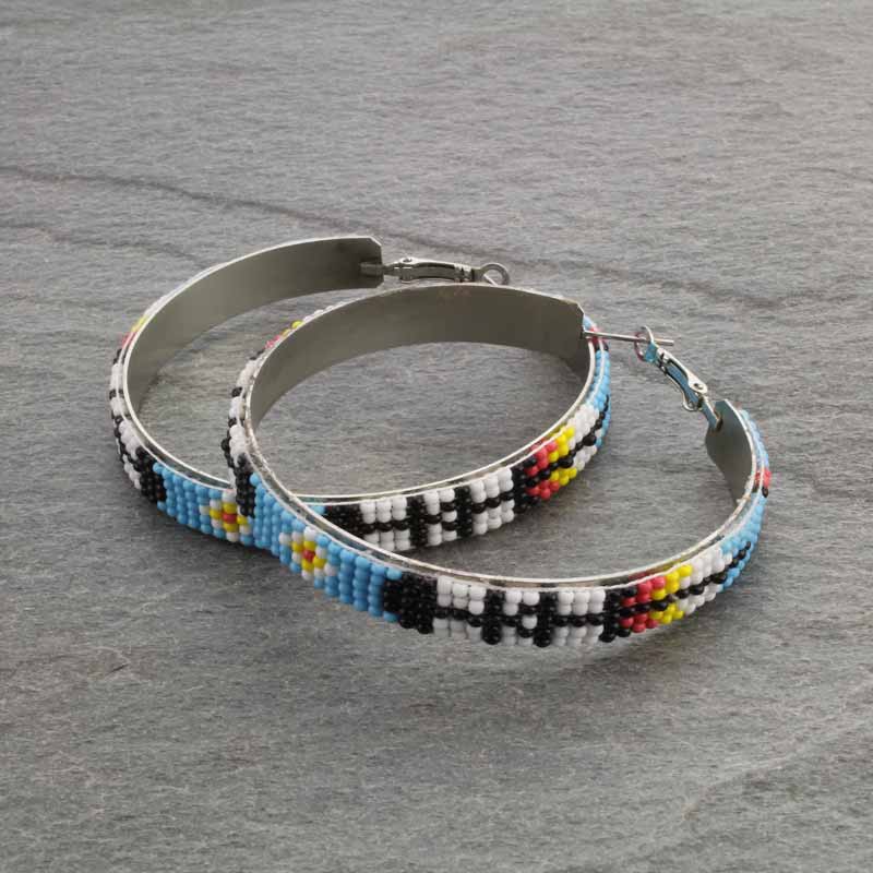 Seed Bead 70mm Hoop Earrings - Image 3