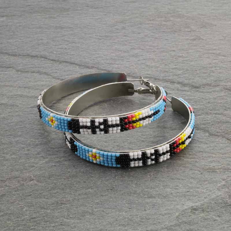 Seed Bead 70mm Hoop Earrings