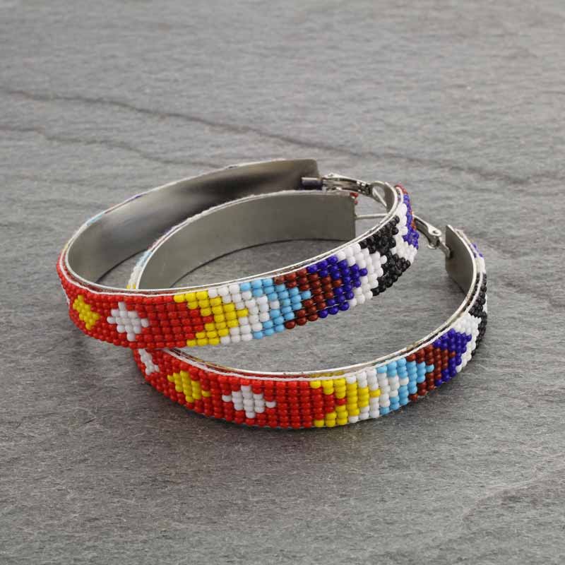 Seed Bead 70mm Hoop Earrings
