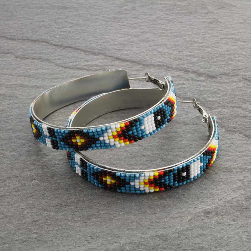 Seed Bead 70mm Hoop Earrings