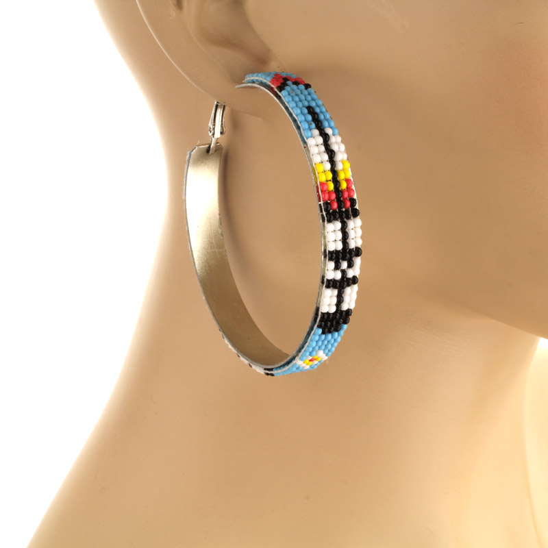 Seed Bead 70mm Hoop Earrings - Image 2