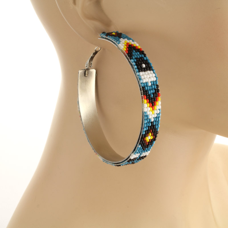 Seed Bead 70mm Hoop Earrings - Image 2