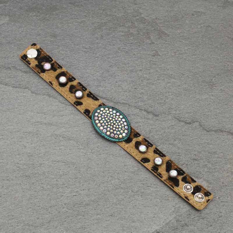 Oval Stone Pave Parts Leopard Bracelet - Image 4