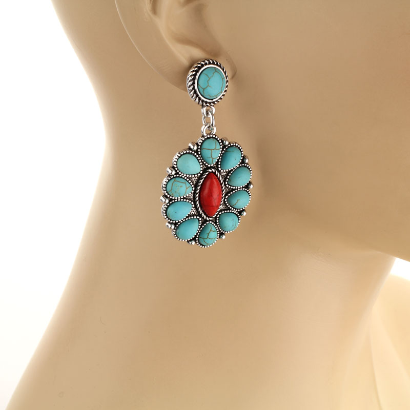 Western Style Stone Post Earrings - Image 2