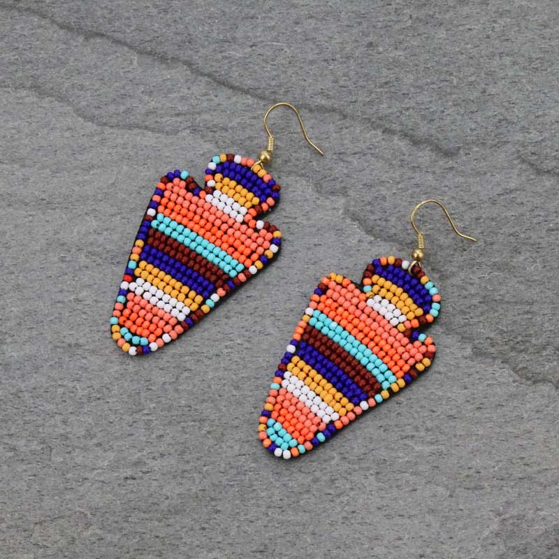 Arrowhead Seed Bead Fish Hook Earrings