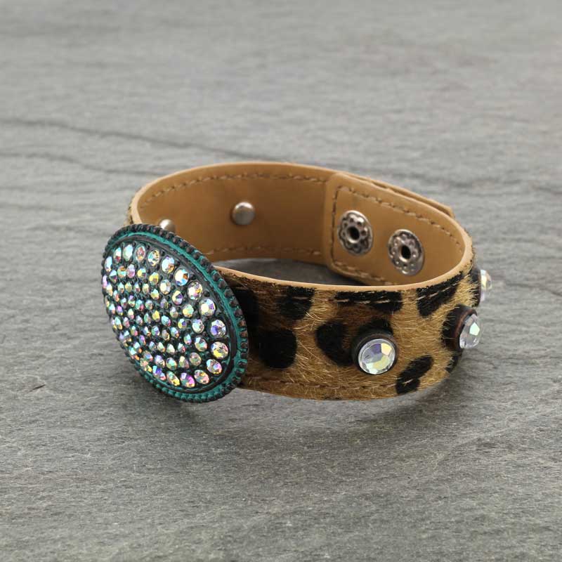 Oval Stone Pave Parts Leopard Bracelet - Image 2