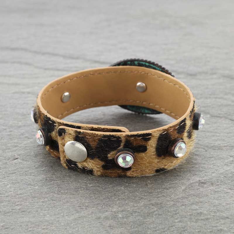 Oval Stone Pave Parts Leopard Bracelet - Image 3