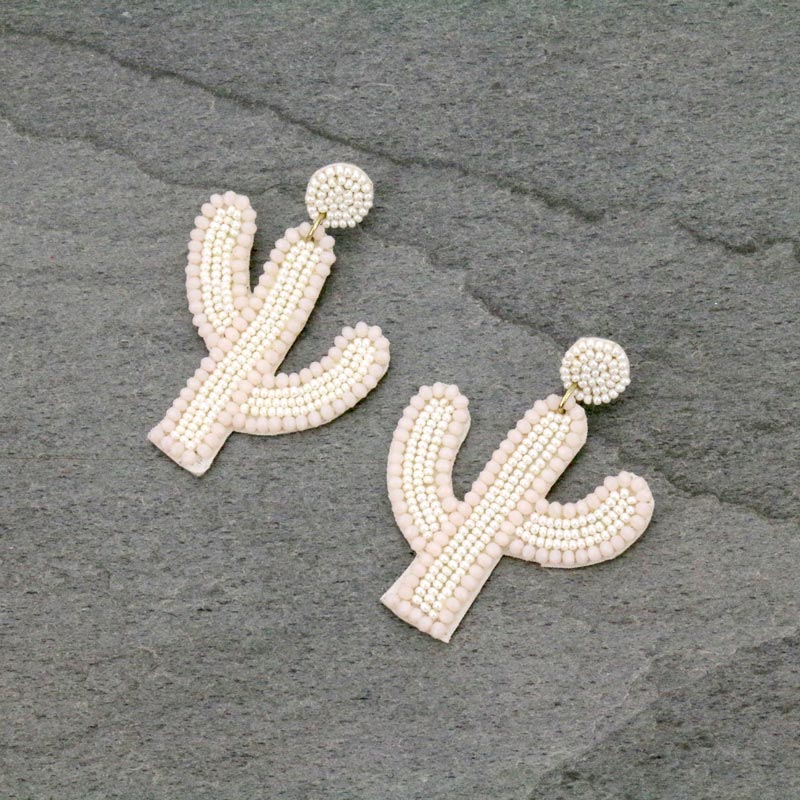 Glass Edge Cactus Seed Bead Post Earrings
