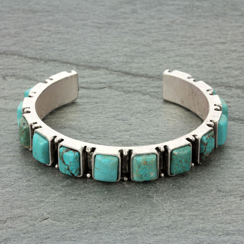 Natural Stone "C" Cuff Bracelet