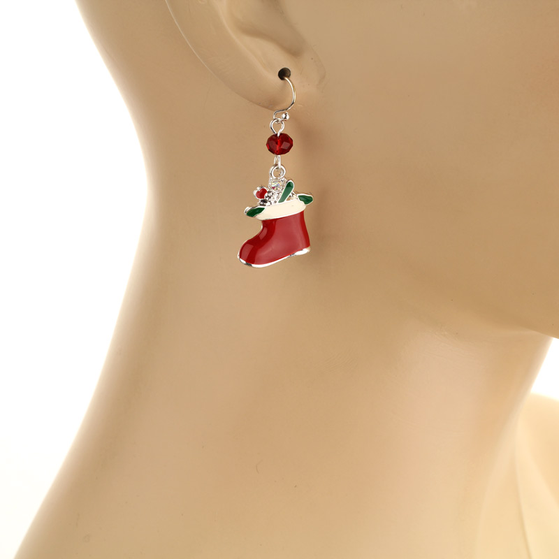 Christmas Santa Shoes Fish Hook Earrings - Image 2