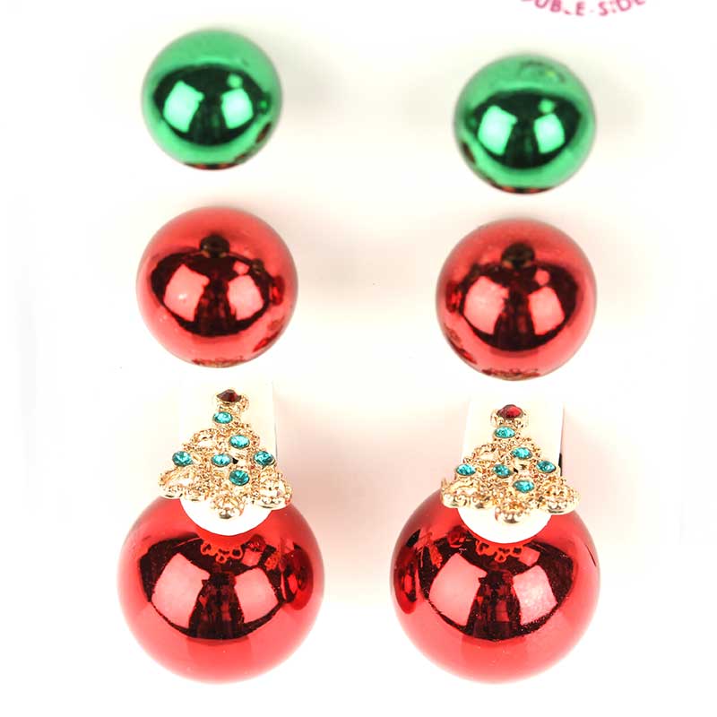 3 Pair X-Mas Ornament Earring Set - Image 2