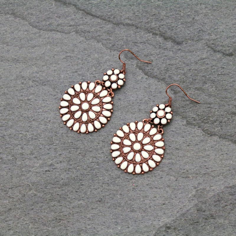Western Epoxy Concho Fish Hook Earrings
