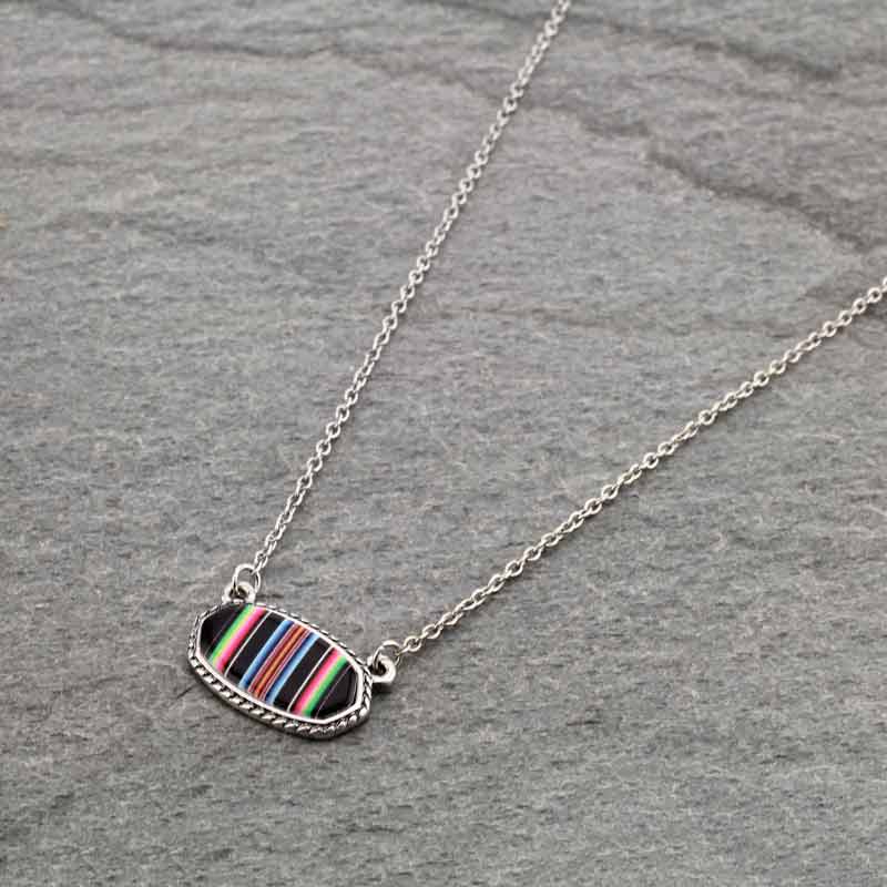 Serape Pattern Oval Necklace