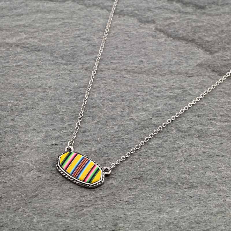 Serape Pattern Oval Necklace