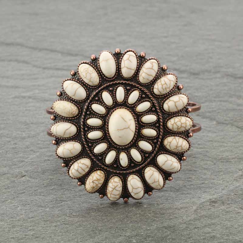 Western Concho With Stone Hinge Bracelet
