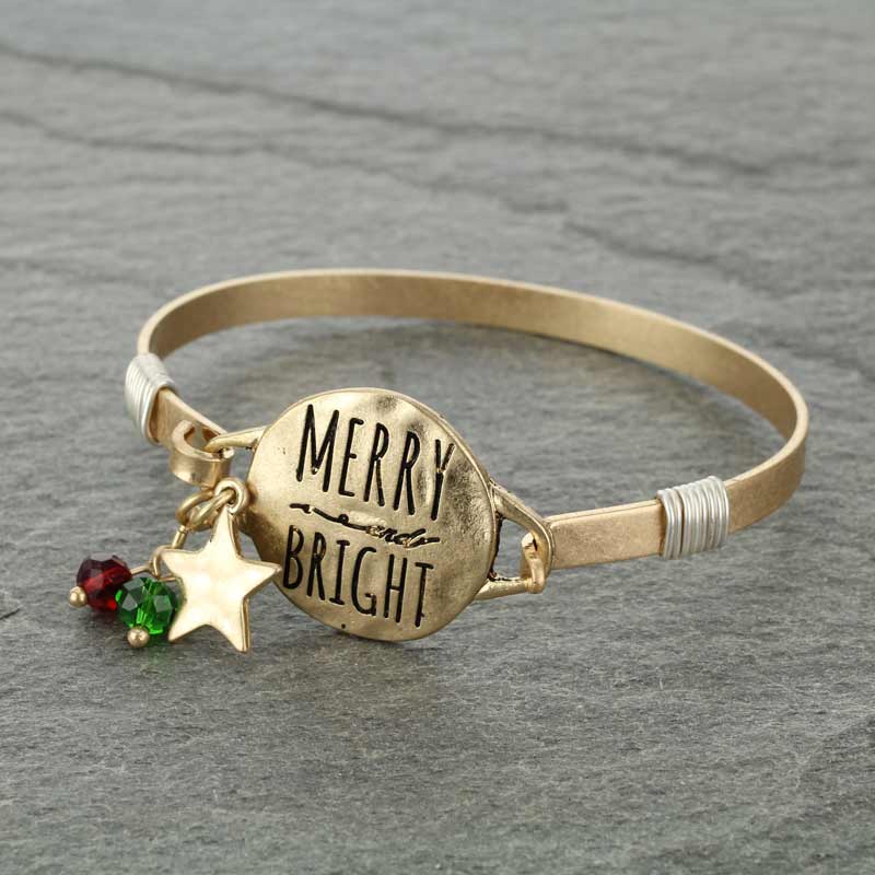 "MERRY & BRIGHT" Wire Bracelet