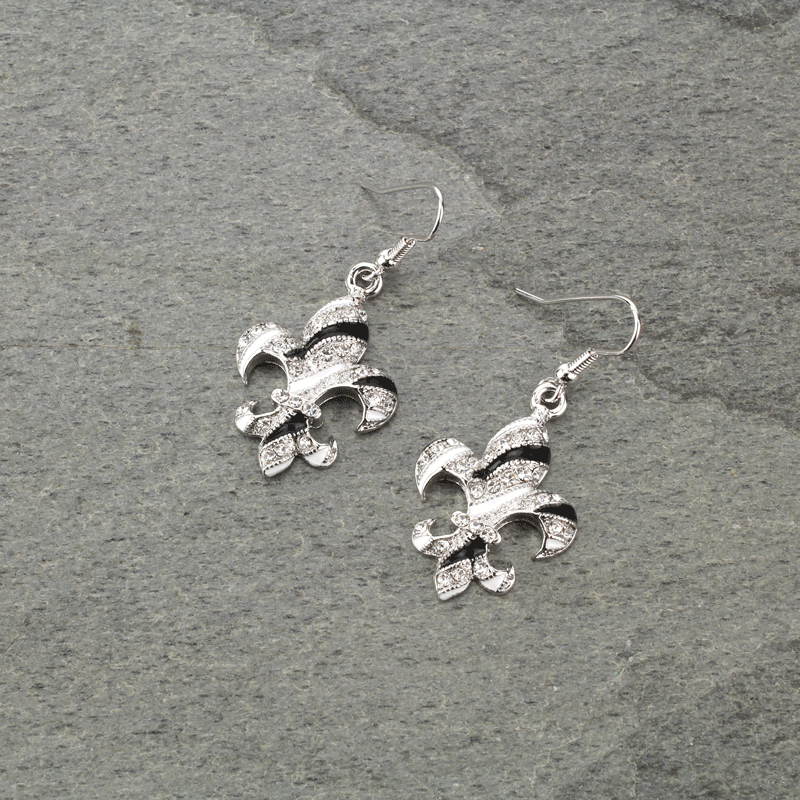 Fleur De Lis Rhinestone Earrings
