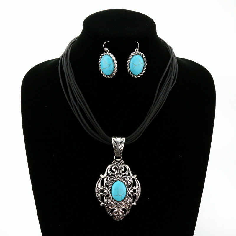 Western Style Semi Stone Necklace Set - Image 2