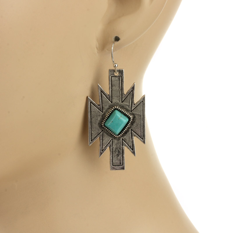 Aztec Natural Stone Earrings - Image 2