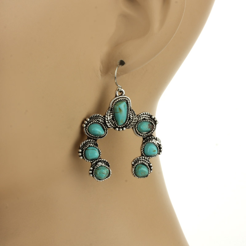 Squash Blossom Natural Stone Earrings - Image 2