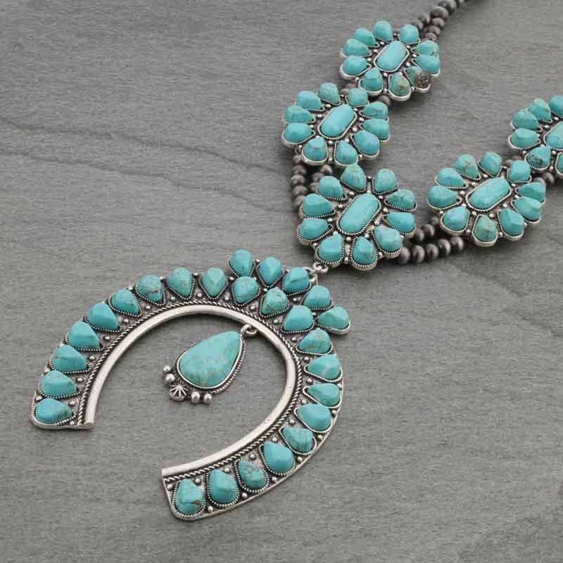 Monster size Full Squash Blossom Natural Stone Necklace - Image 3